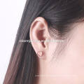 Las señoras de oro rosa de chapado en forma de corazón de acero inoxidable Stud Earrings ZZE008